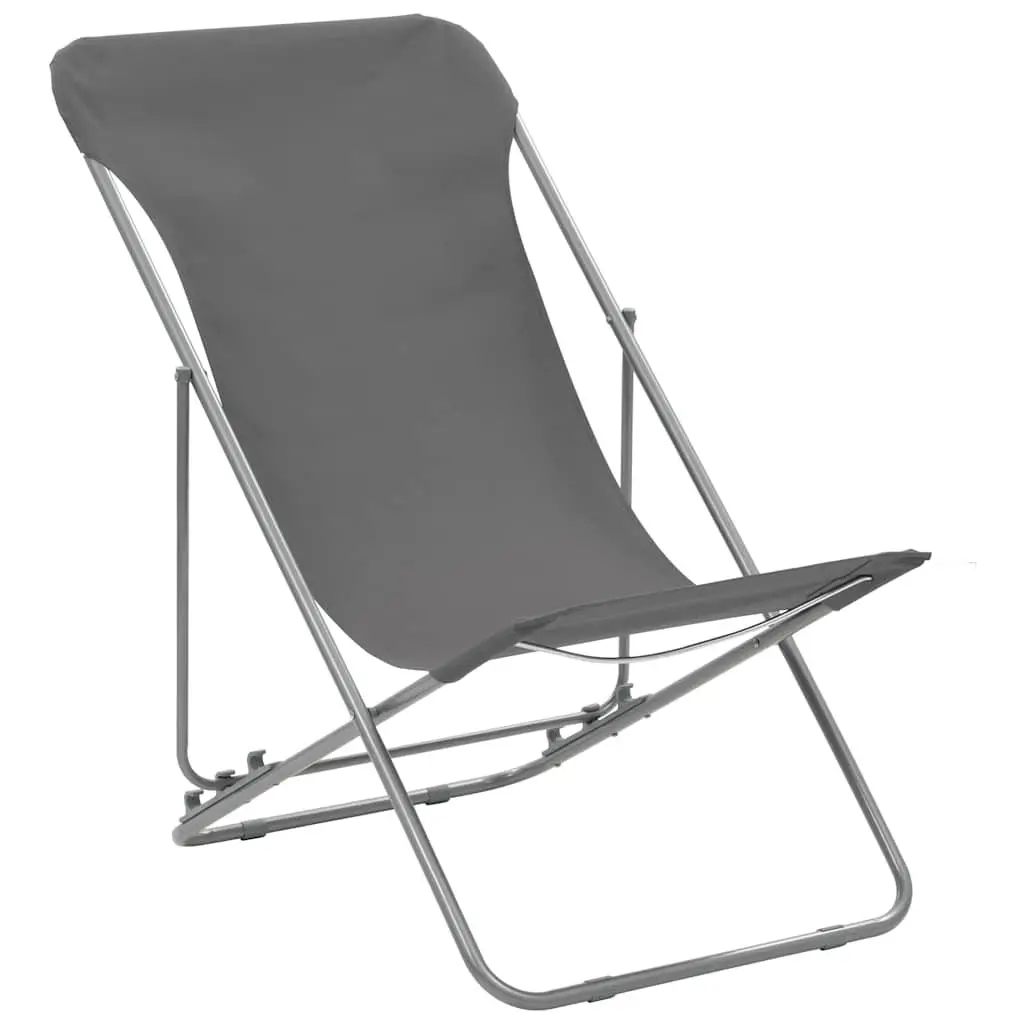 Folding Beach Chairs Set 2 pcs Outdoor Seating Grey
