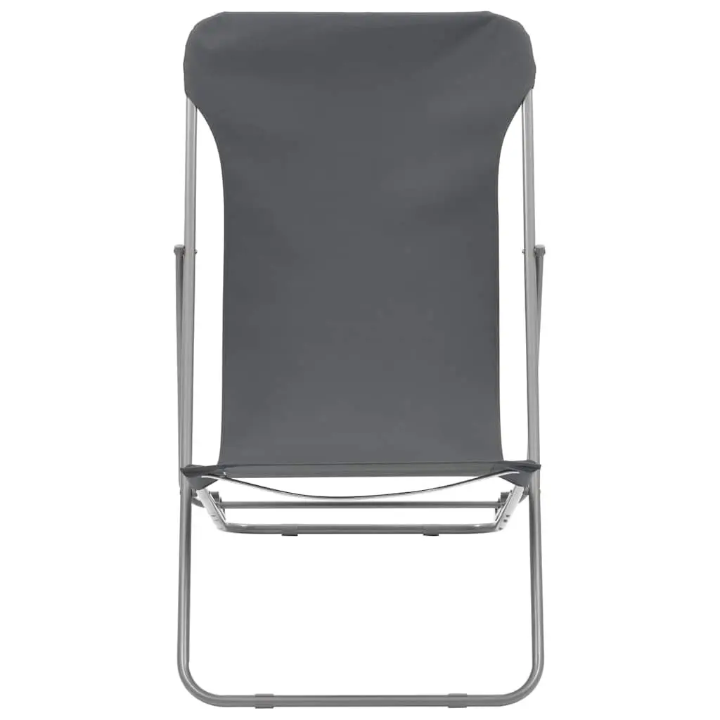 Folding Beach Chairs Set 2 pcs Outdoor Seating Grey