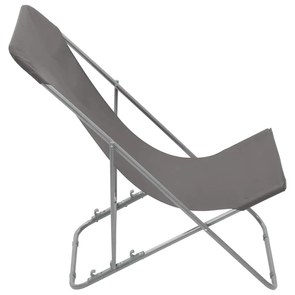 Folding Beach Chairs Set 2 pcs Outdoor Seating Grey