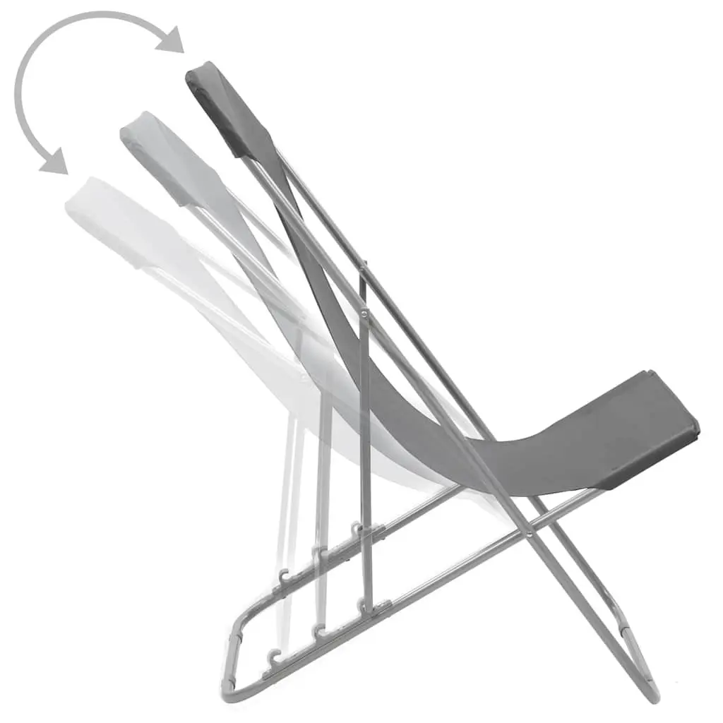 Folding Beach Chairs Set 2 pcs Outdoor Seating Grey