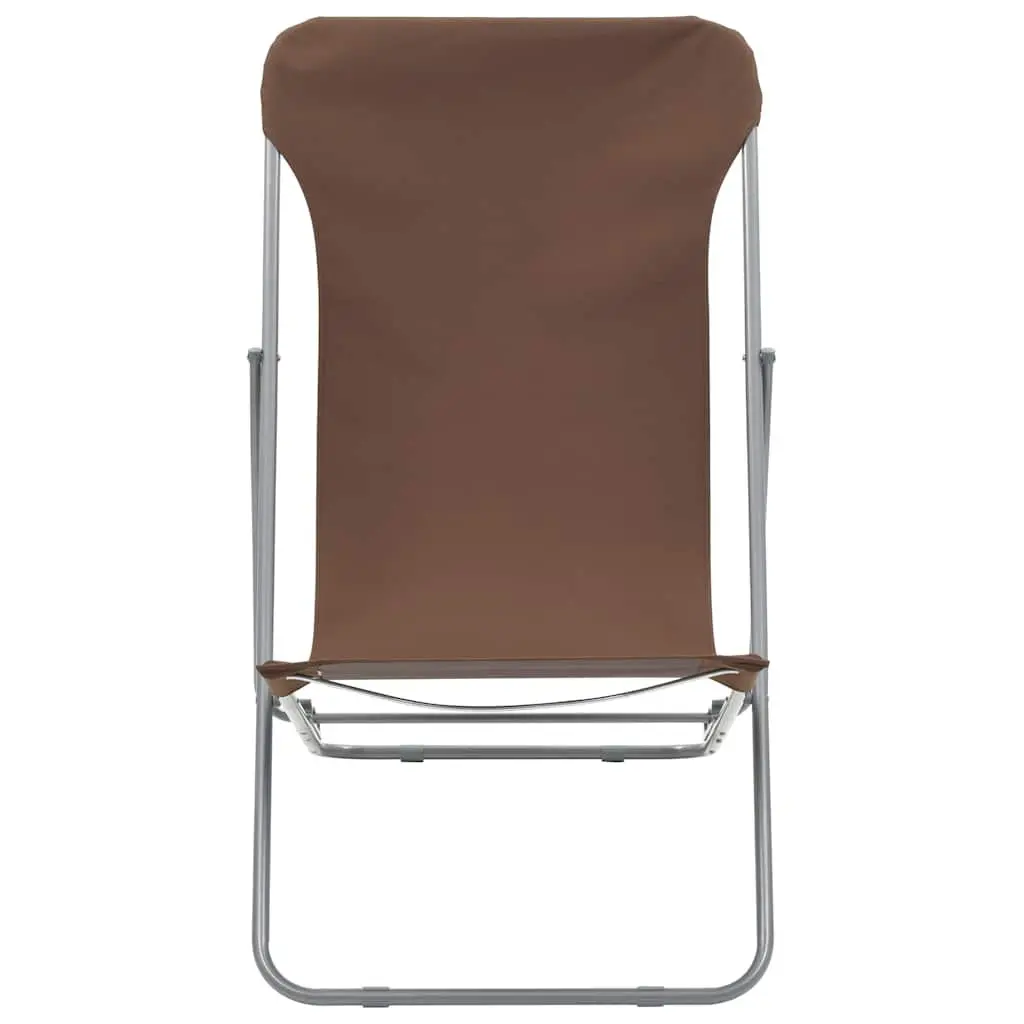 Folding Beach Chair Set 2 pcs Outdoor Lounge Recliner Brown