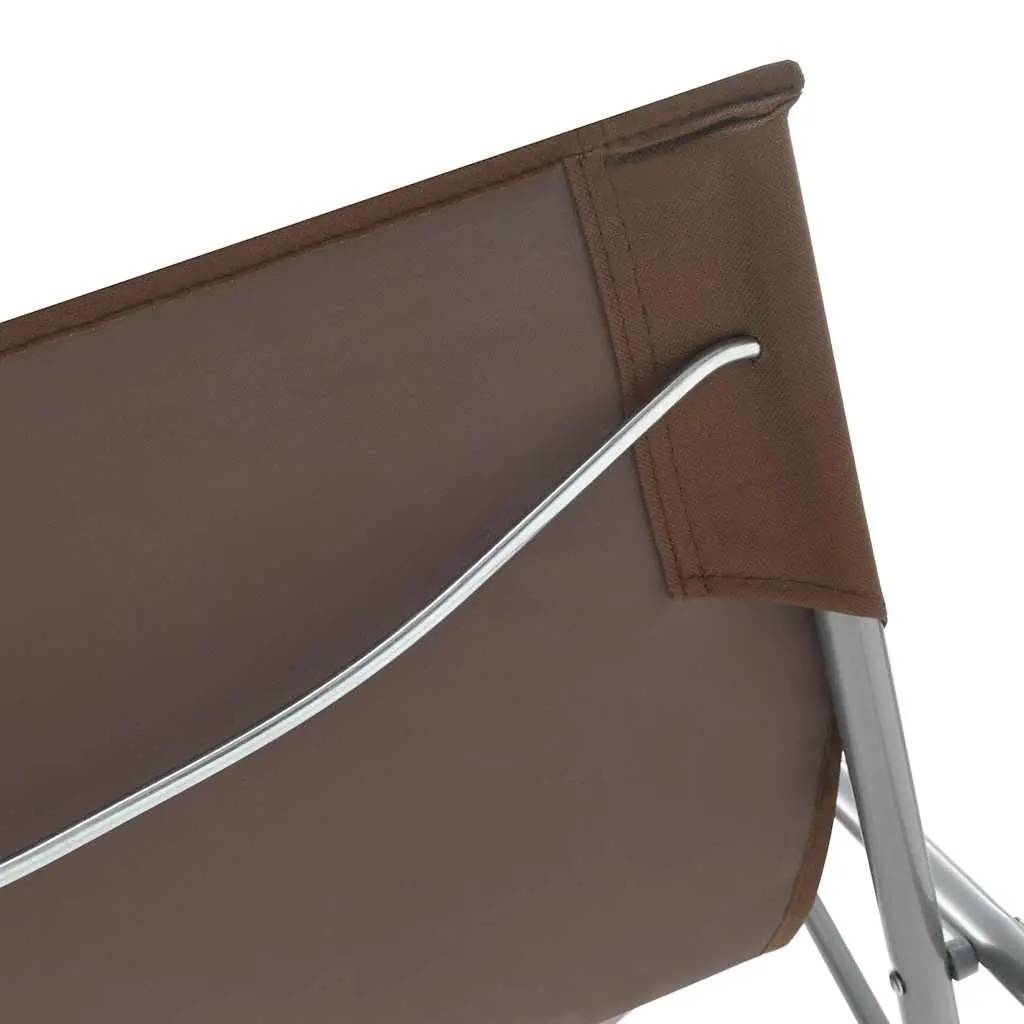 Folding Beach Chair Set 2 pcs Outdoor Lounge Recliner Brown