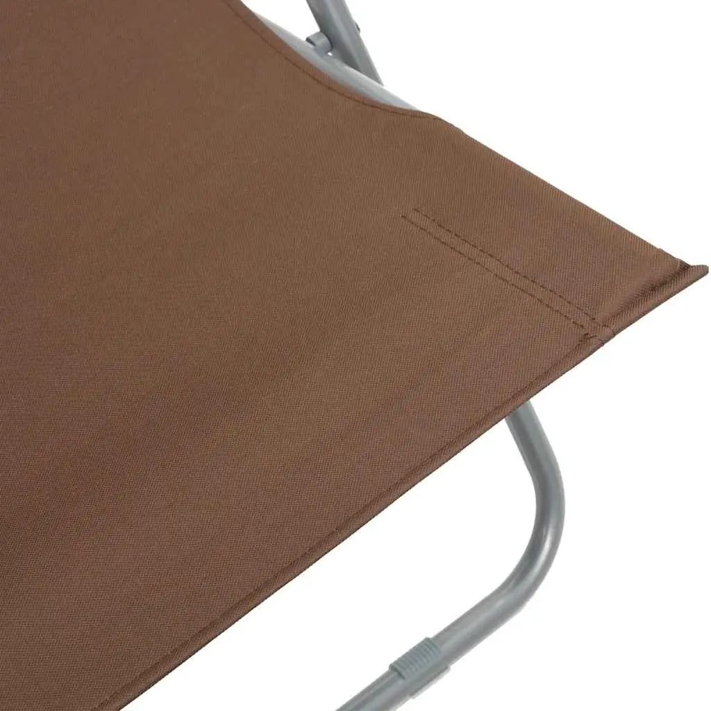 Folding Beach Chair Set 2 pcs Outdoor Lounge Recliner Brown