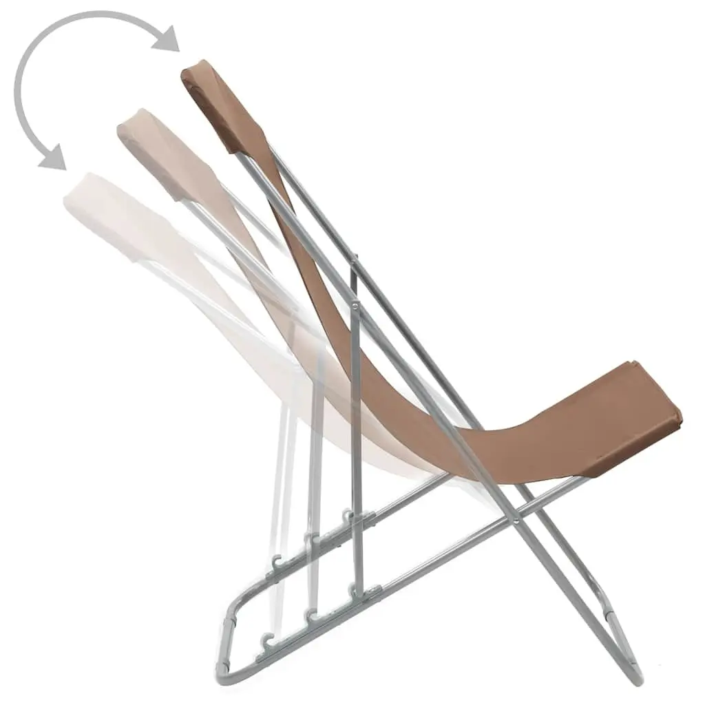 Folding Beach Chair Set 2 pcs Outdoor Lounge Recliner Brown