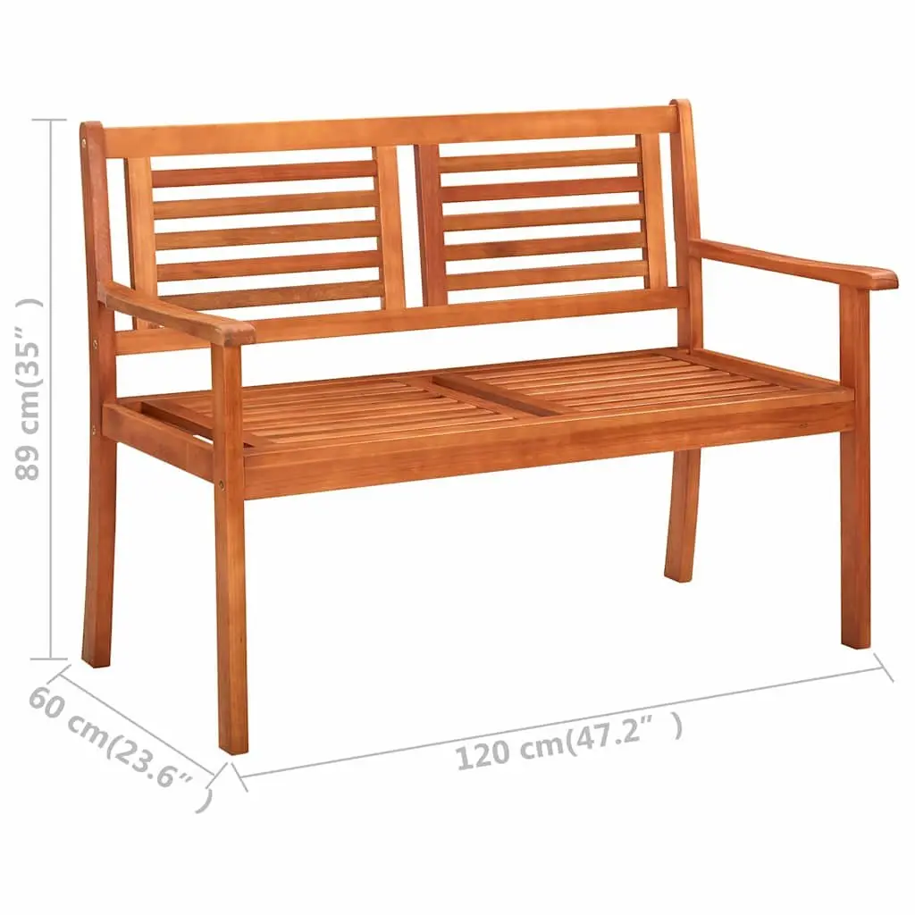 Wooden Garden Bench for Outdoor Use 120cm 2-Seater with Backrest