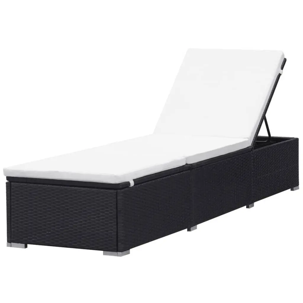 Sun Lounger Outdoor Garden Patio Chair with Cushion Black
