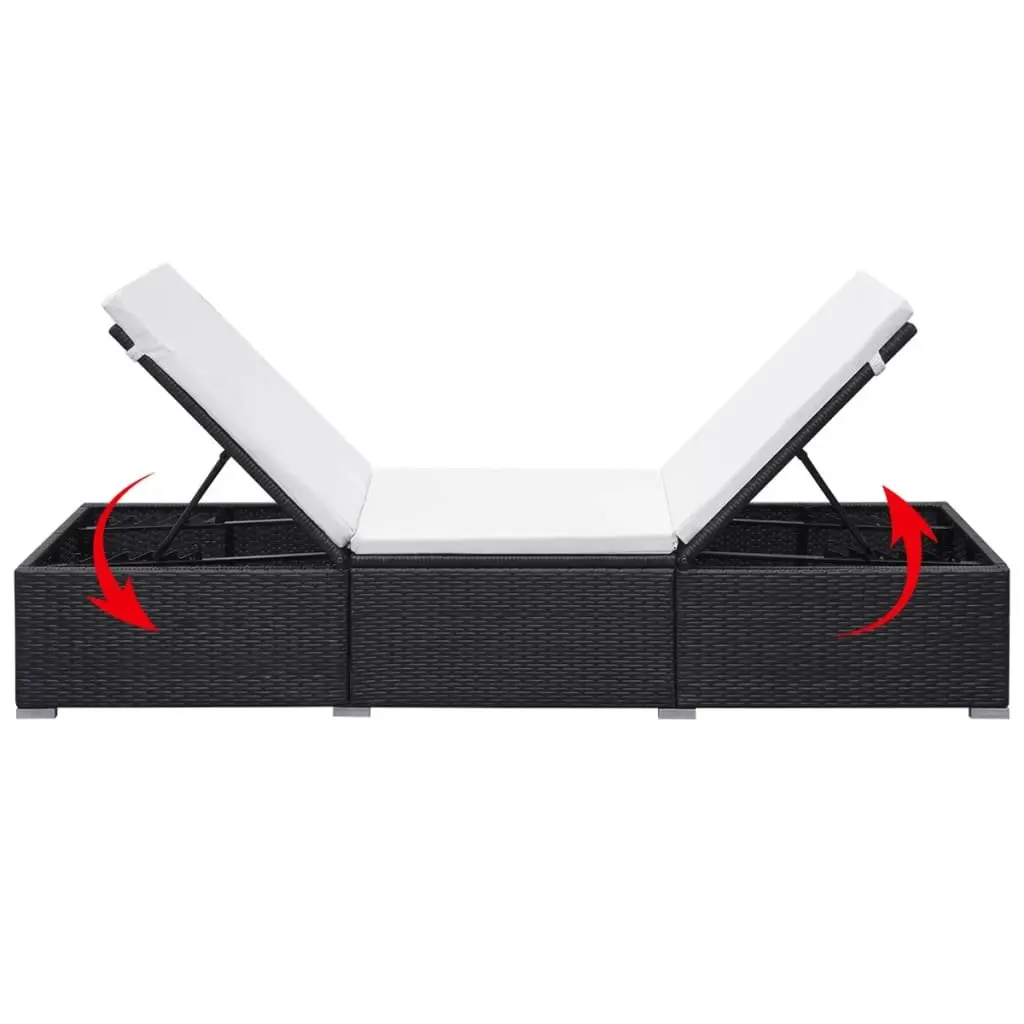 Sun Lounger Outdoor Garden Patio Chair with Cushion Black