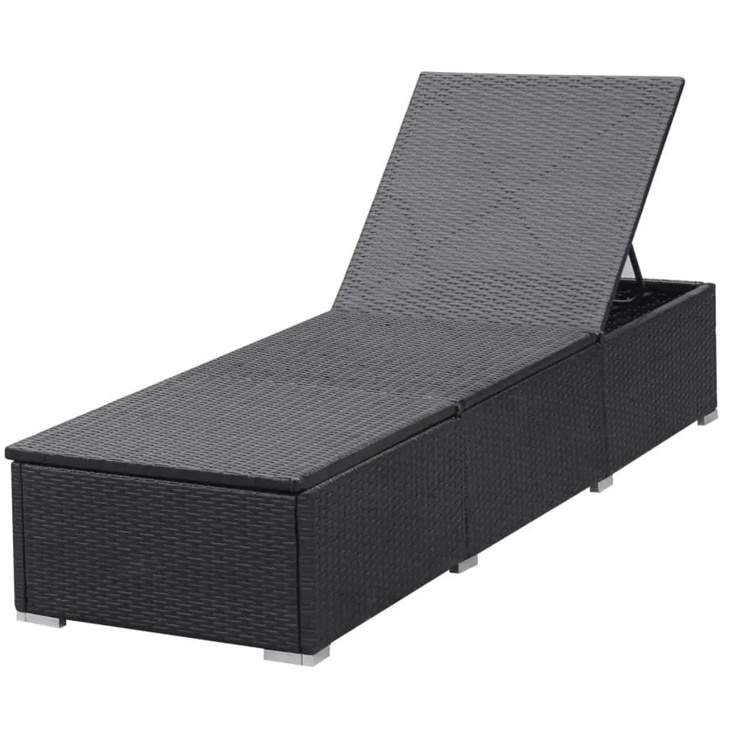 Sun Lounger Outdoor Garden Patio Chair with Cushion Black