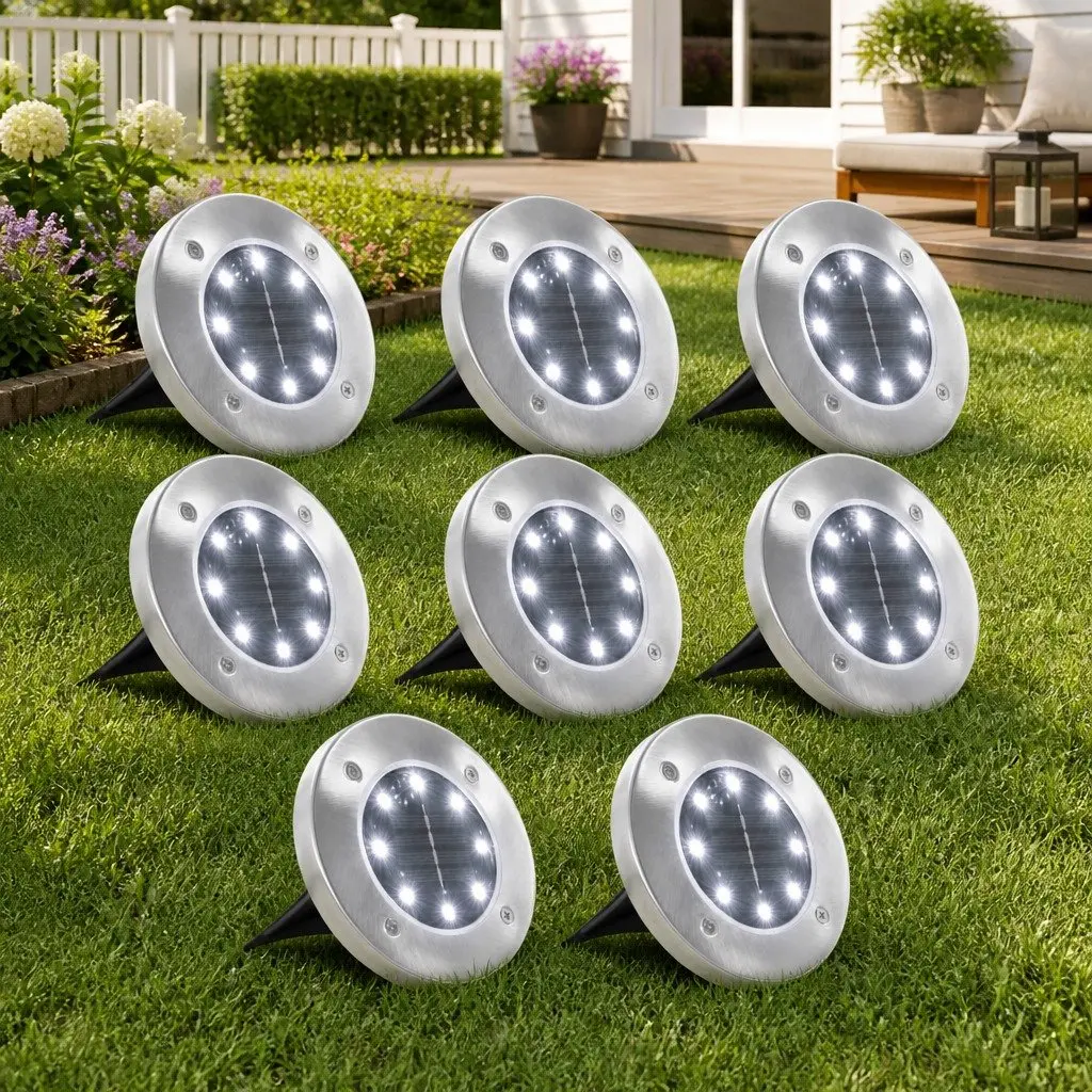 8 Pack Solar Ground Lights with LED Beads