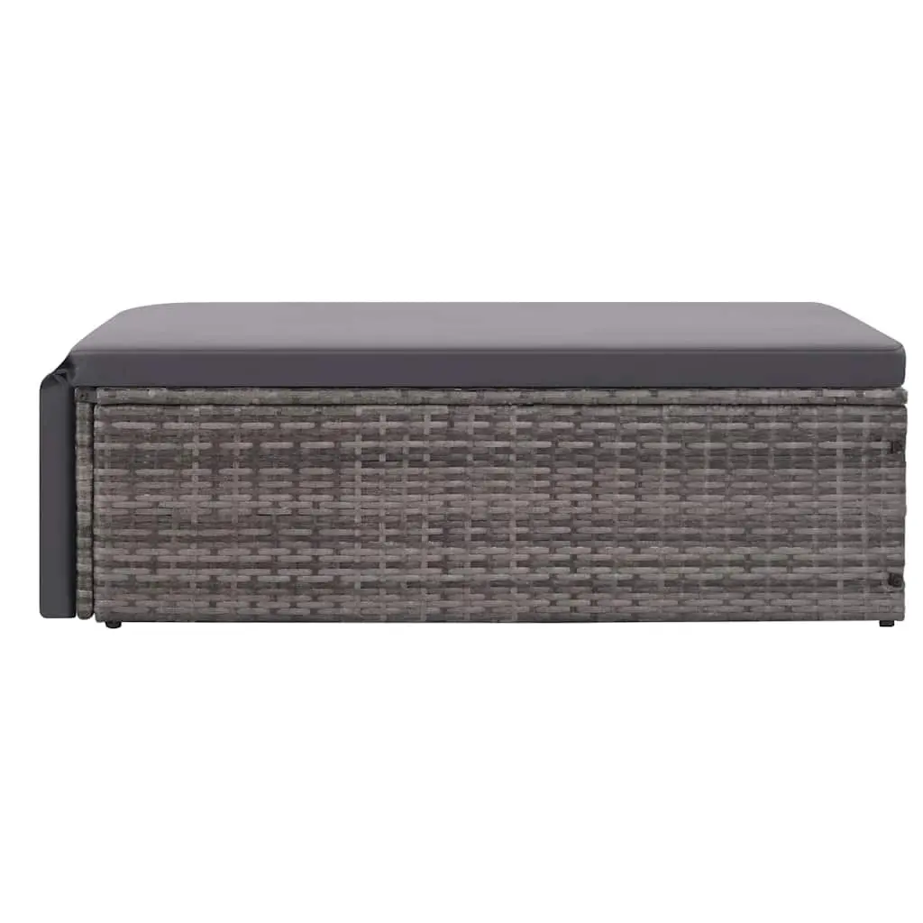 2 Piece Garden Lounge Set Poly Rattan Sofa Stool Cushions Patio Furniture Grey