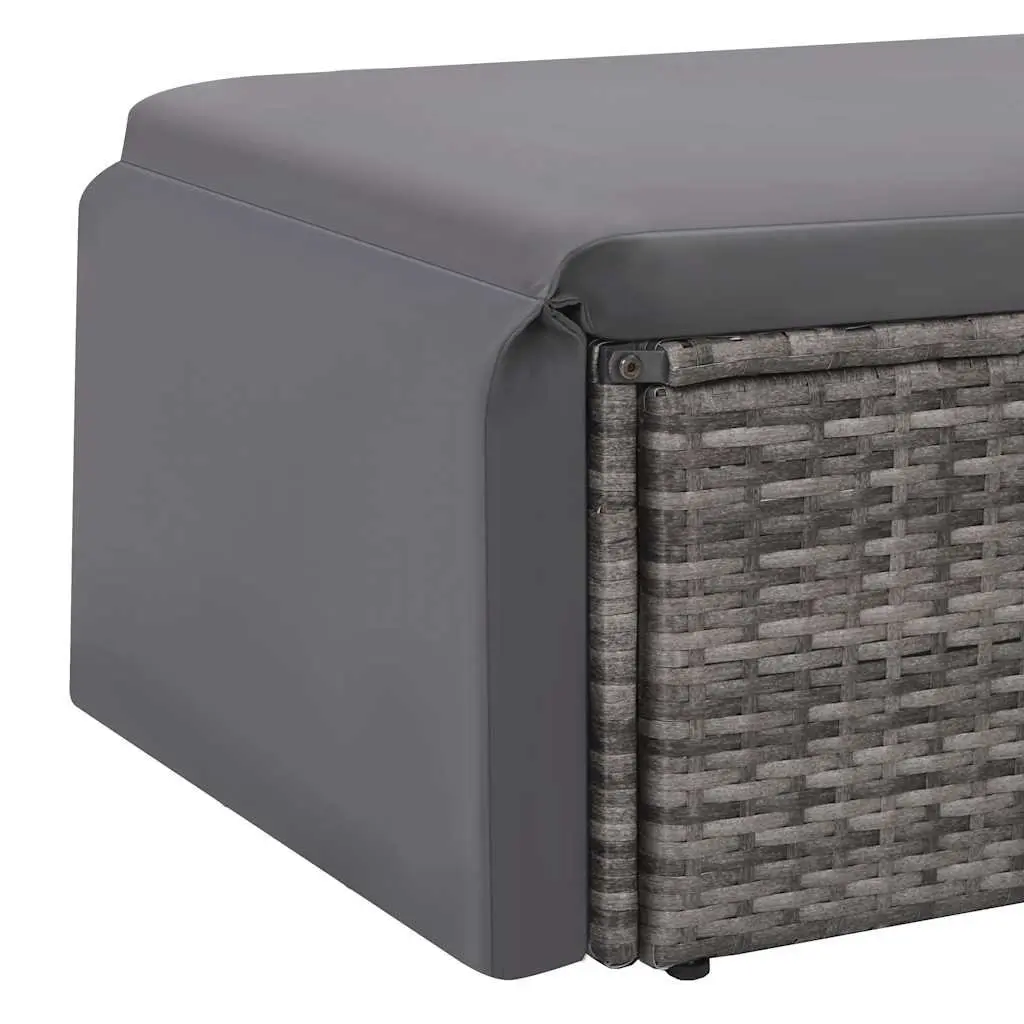 2 Piece Garden Lounge Set Poly Rattan Sofa Stool Cushions Patio Furniture Grey