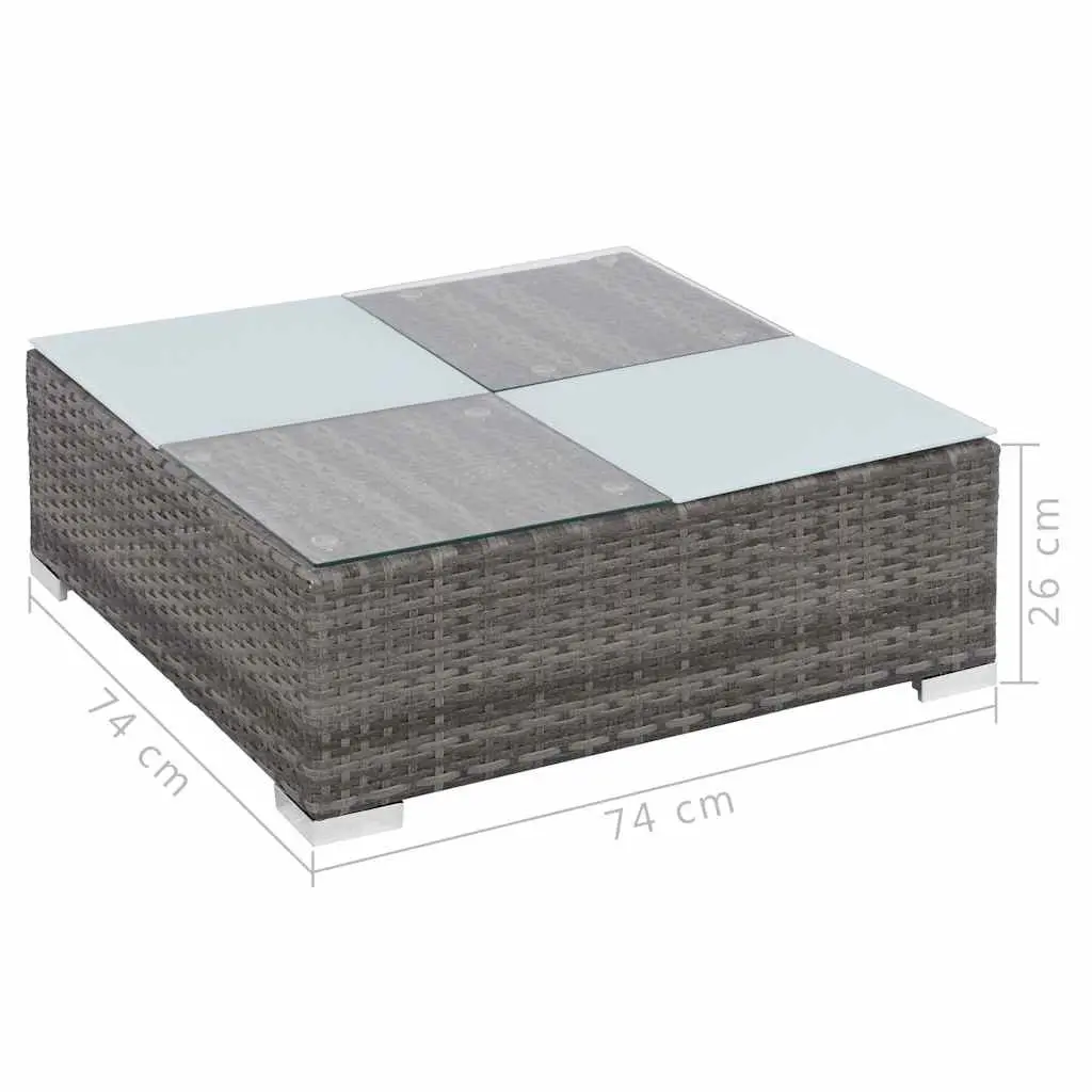 Garden Lounge Set 8 Piece Poly Rattan Sofa Patio Furniture with Cushions Grey