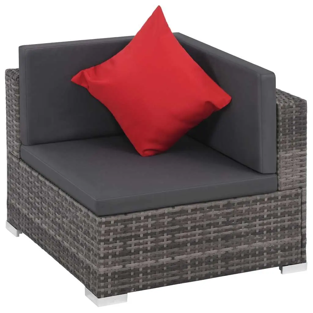 Garden Lounge Set 8 Piece Poly Rattan Sofa Patio Furniture with Cushions Grey