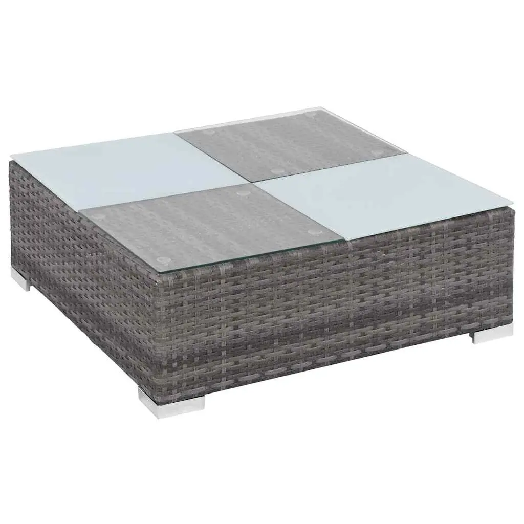 Garden Lounge Set 8 Piece Poly Rattan Sofa Patio Furniture with Cushions Grey