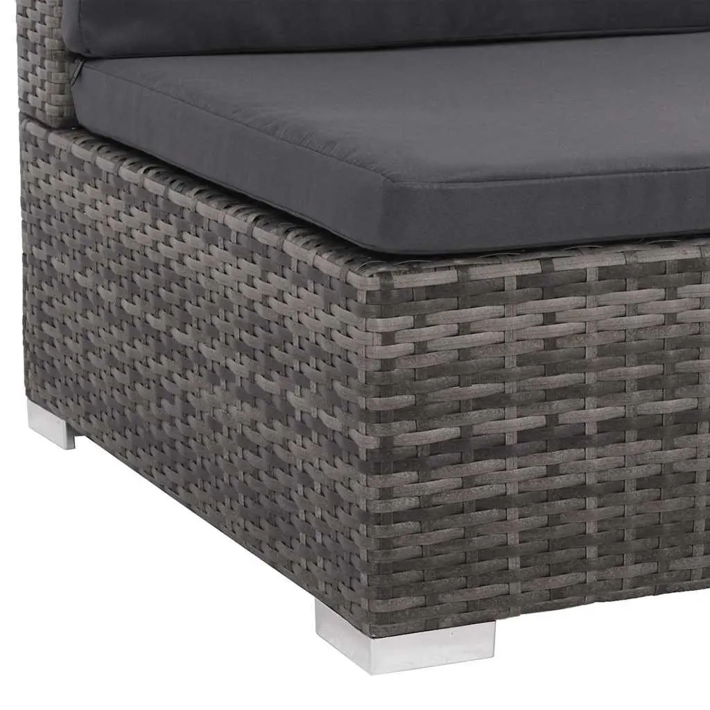 Garden Lounge Set 8 Piece Poly Rattan Sofa Patio Furniture with Cushions Grey