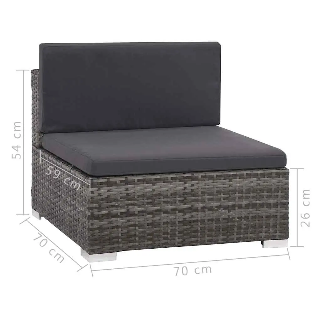 Garden Lounge Set 8 Piece Poly Rattan Sofa Patio Furniture with Cushions Grey
