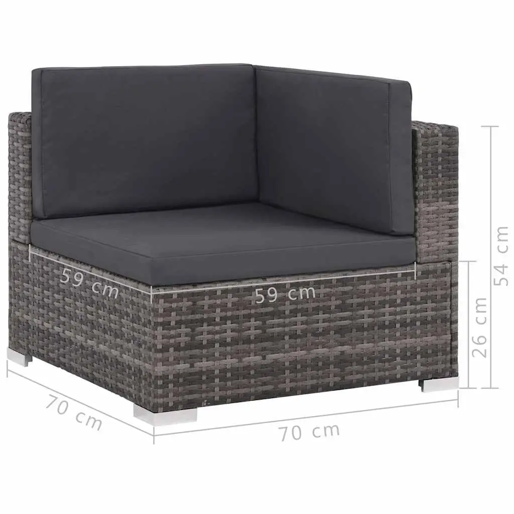 Garden Lounge Set 8 Piece Poly Rattan Sofa Patio Furniture with Cushions Grey