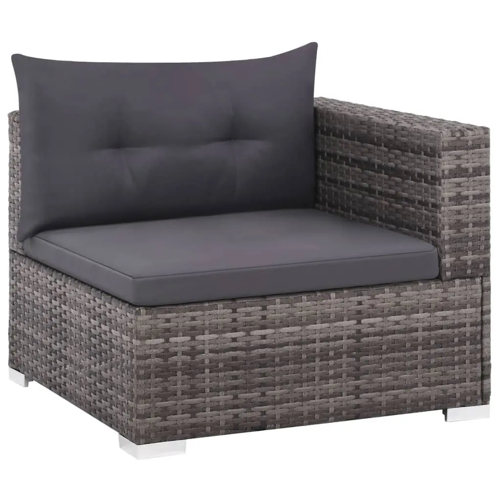 Rattan Garden Furniture Set 3 Piece Outdoor Sofa with Cushions for Patio Grey
