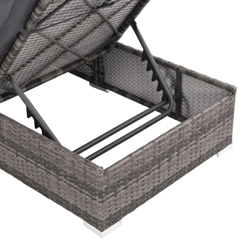 Rattan Garden Furniture Set 3 Piece Outdoor Sofa with Cushions for Patio Grey
