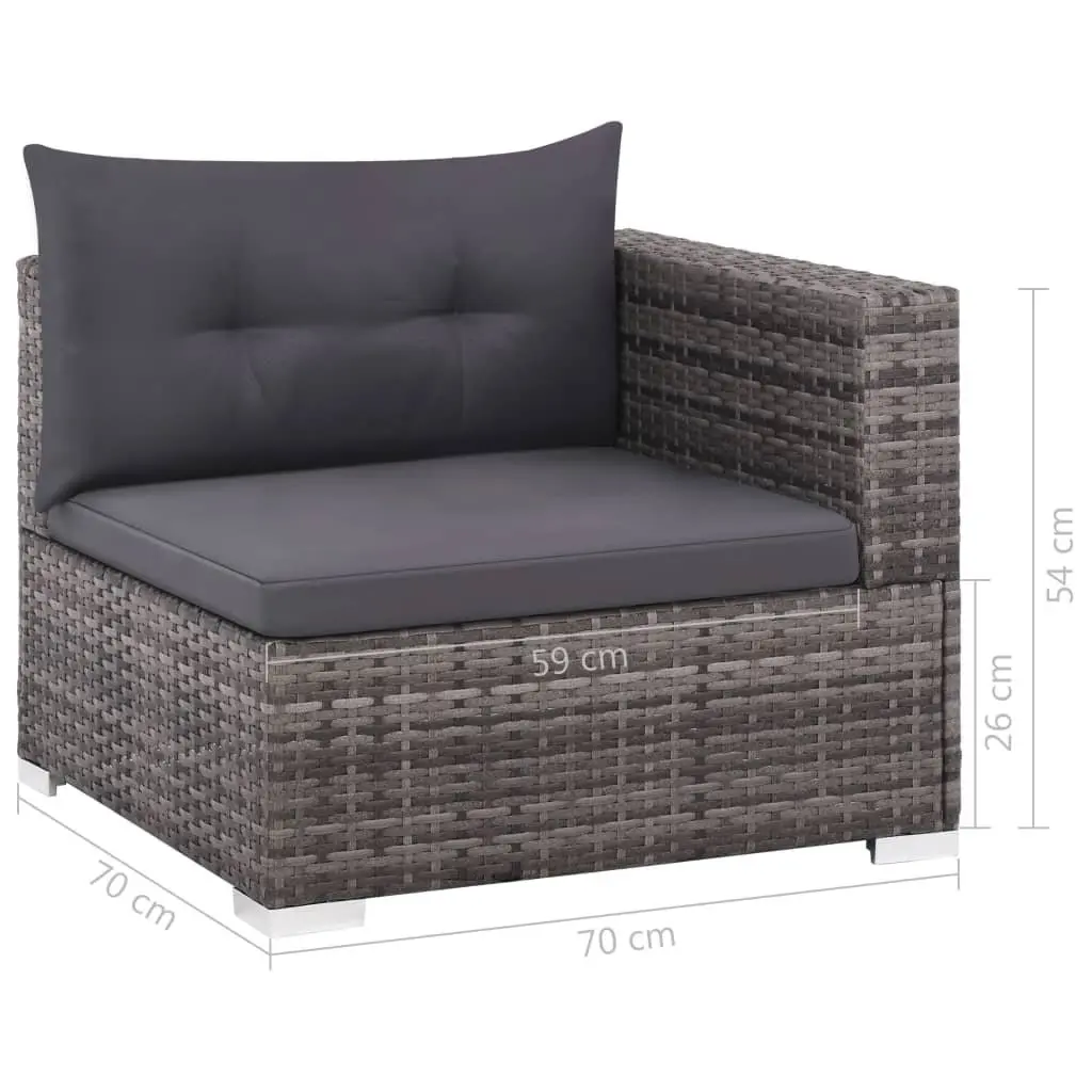 Rattan Garden Furniture Set 3 Piece Outdoor Sofa with Cushions for Patio Grey
