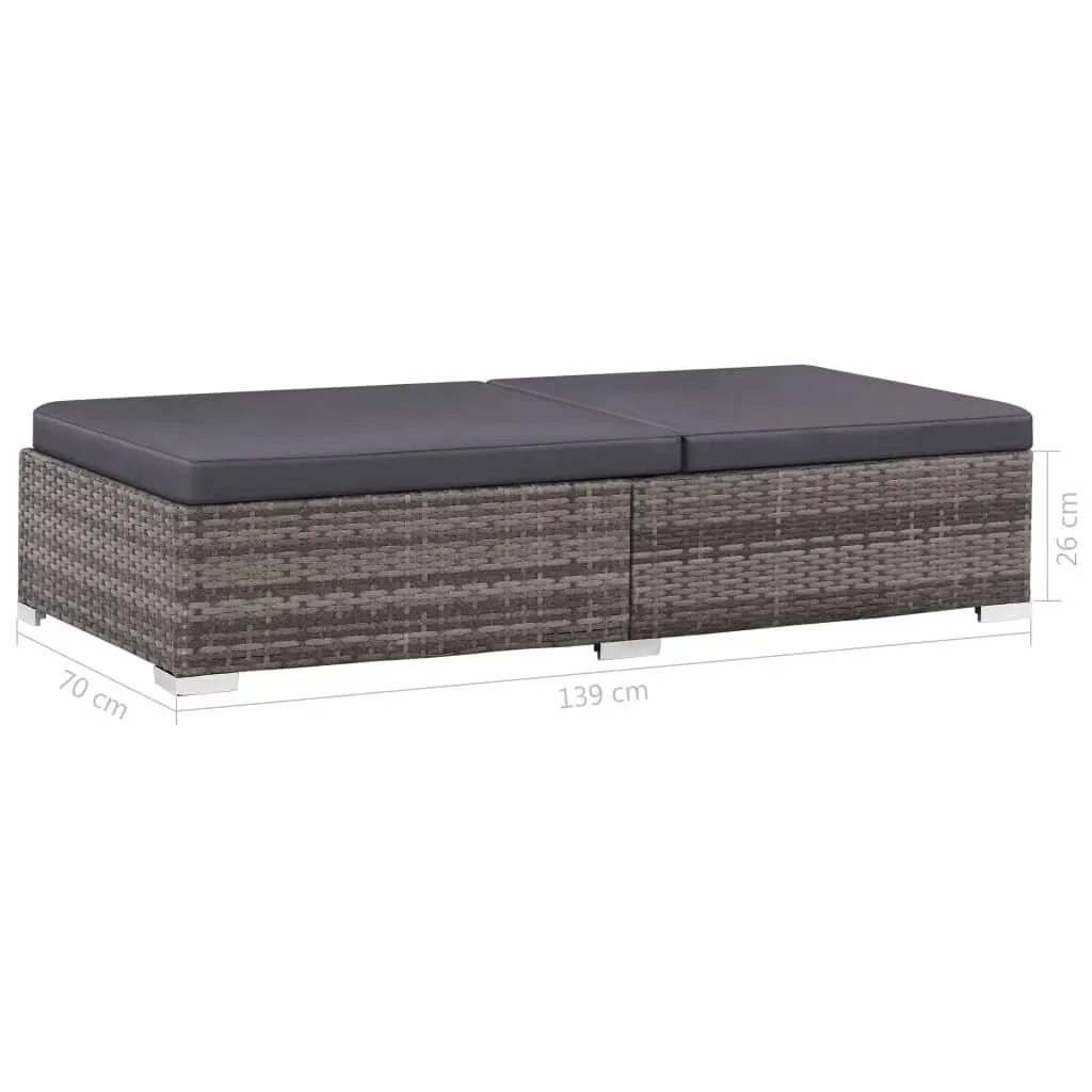 Rattan Garden Furniture Set 3 Piece Outdoor Sofa with Cushions for Patio Grey