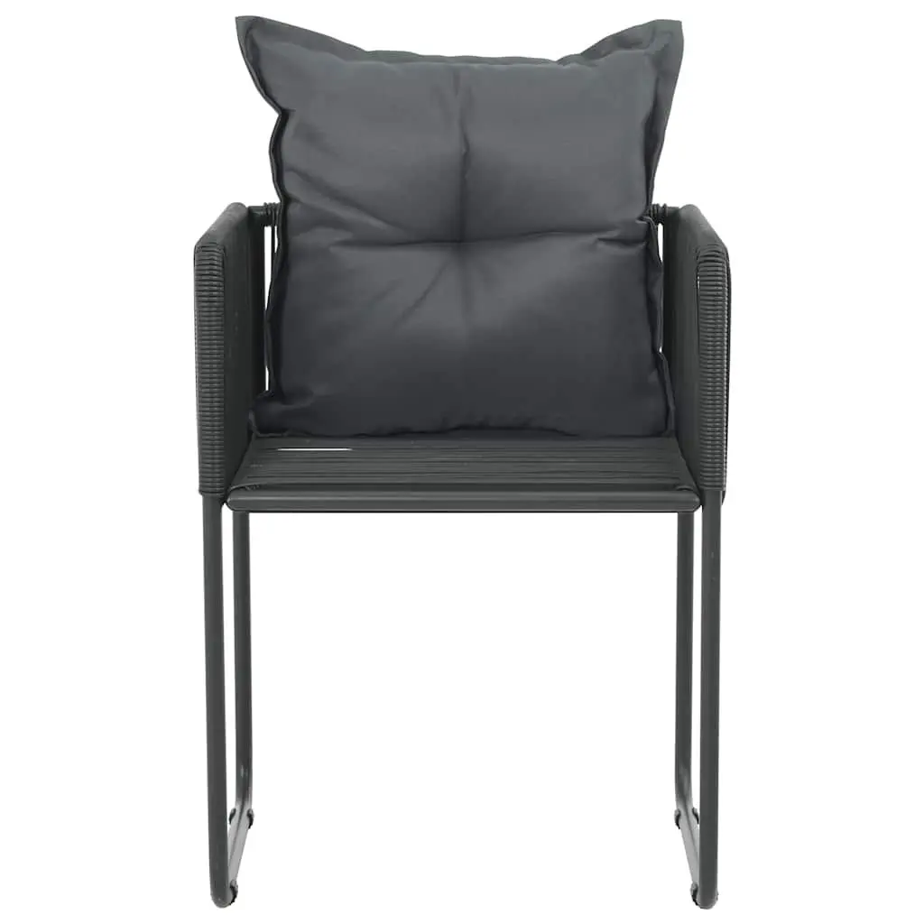 Outdoor Chairs 2pcs with Back Pillows Garden Patio Rattan Seating Black