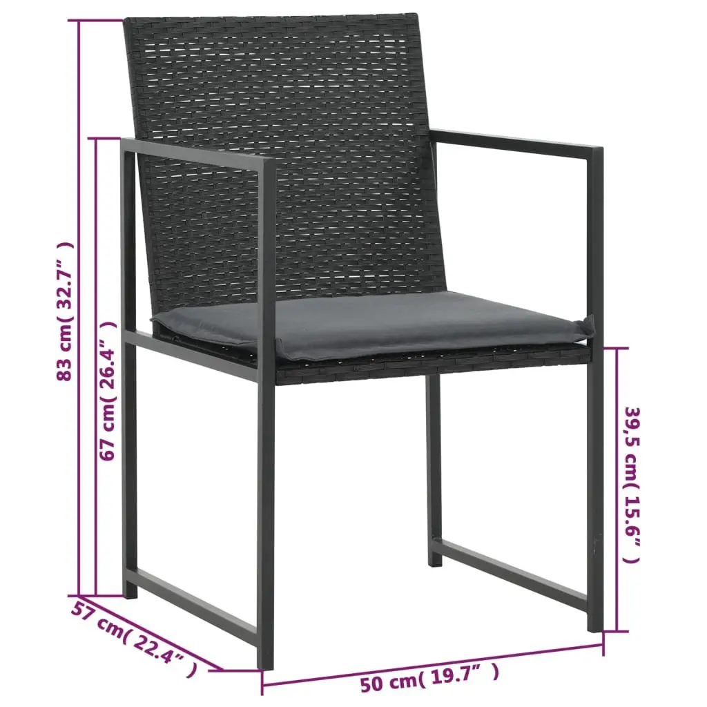 Outdoor Dining Set 5 Piece Garden Furniture Black Poly Rattan Table Chairs