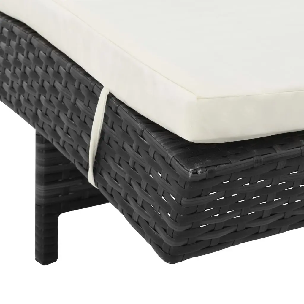 Sun Lounger with Cushioned Adjustable Backrest and Wheels