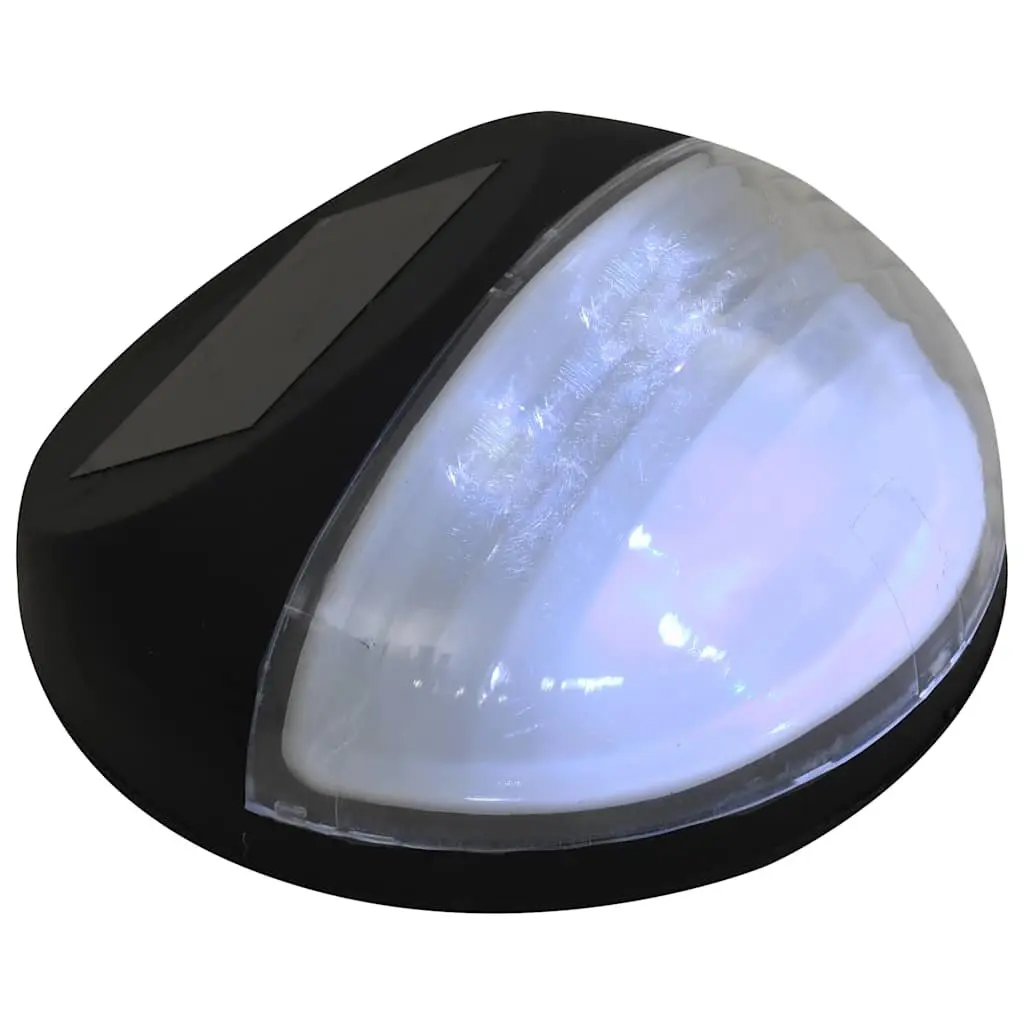 Solar Wall Lights Outdoor Garden Black Round 12 Piece
