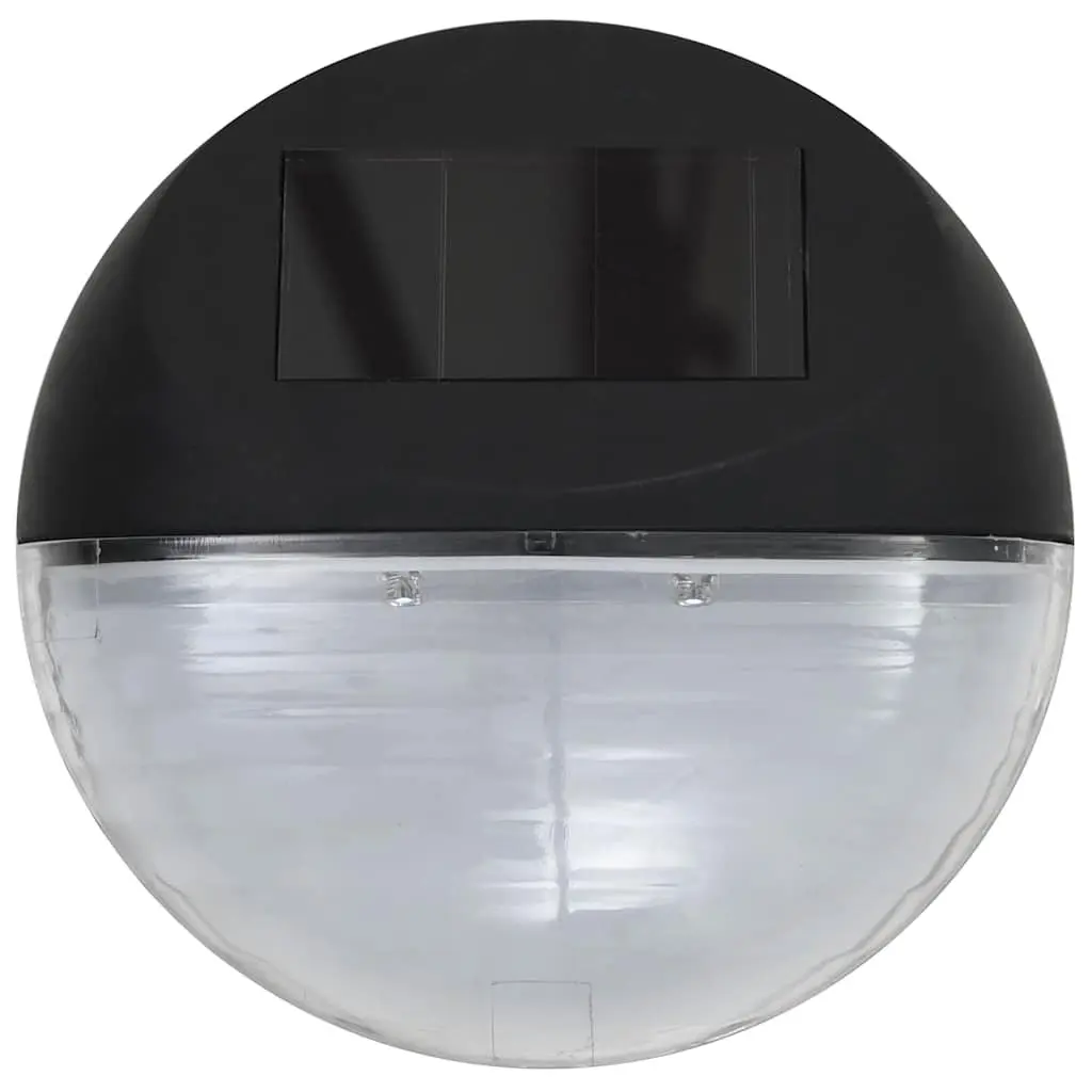 Solar Wall Lights Outdoor Garden Black Round 12 Piece