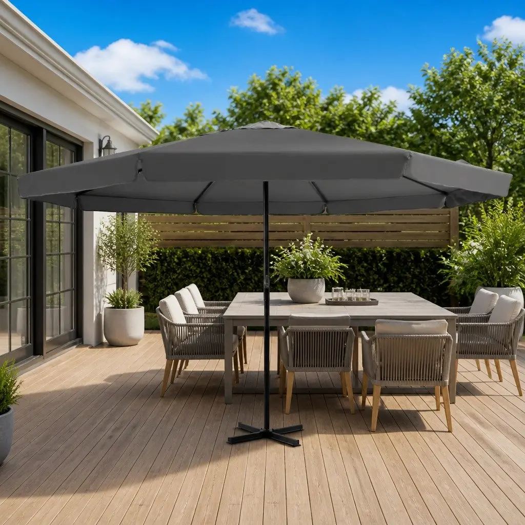 Outdoor Parasol 500cm Anthracite Garden Sunshade UV Protection Aluminium Crank