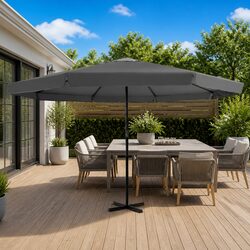 Outdoor Parasol 500cm Anthracite Garden Sunshade UV Protection Aluminium Crank