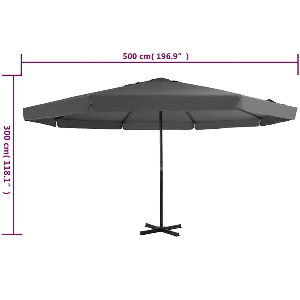 Outdoor Parasol 500cm Anthracite Garden Sunshade UV Protection Aluminium Crank