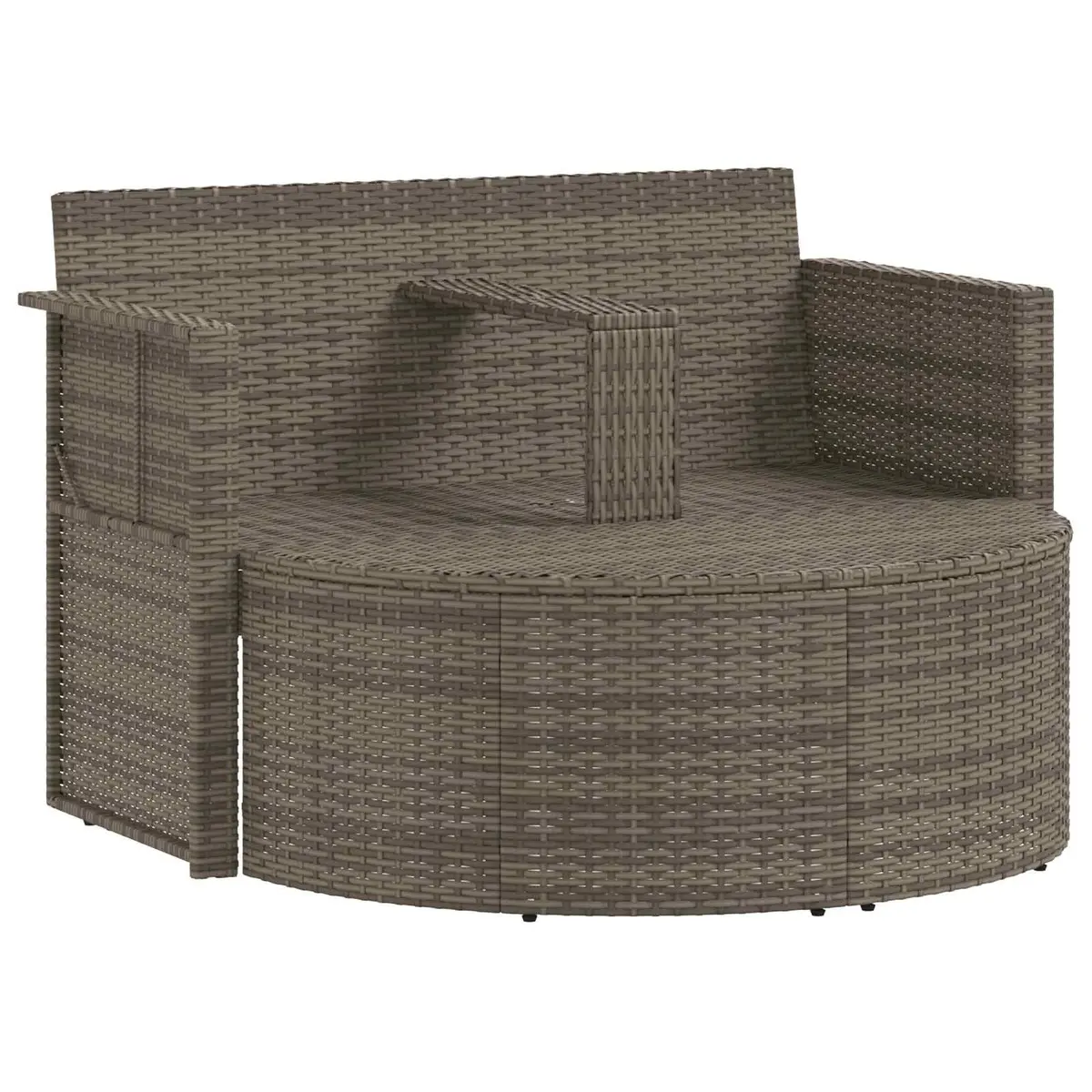2 Seater Outdoor Garden Sofa Set for Patio Grey Poly Rattan with Footrest and Parasol