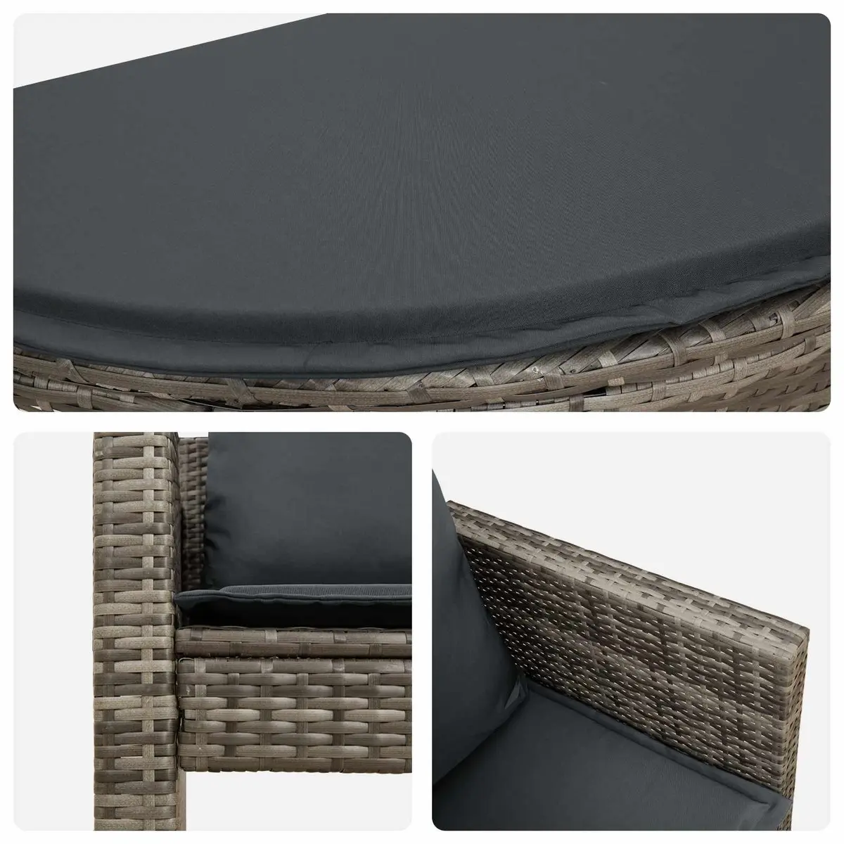 2 Seater Outdoor Garden Sofa Set for Patio Grey Poly Rattan with Footrest and Parasol