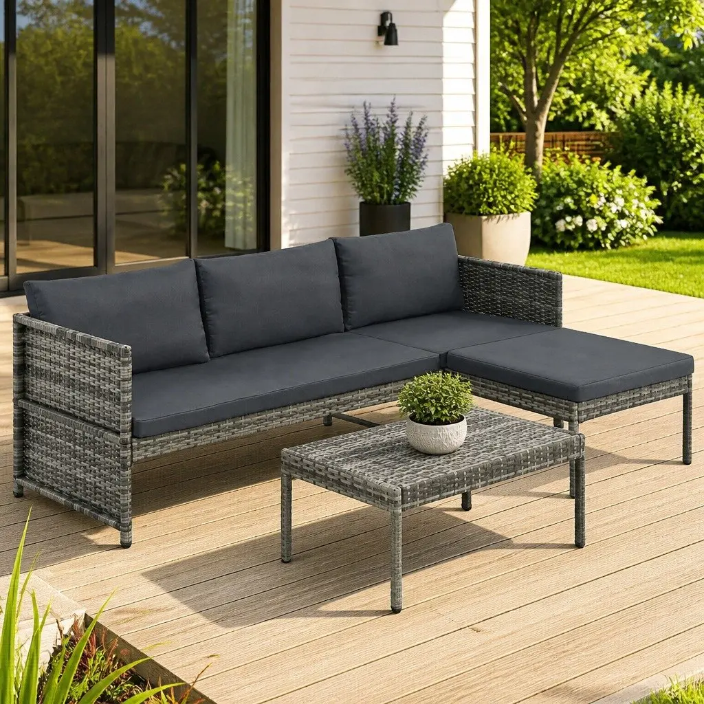3 Piece Grey Garden Lounge Set