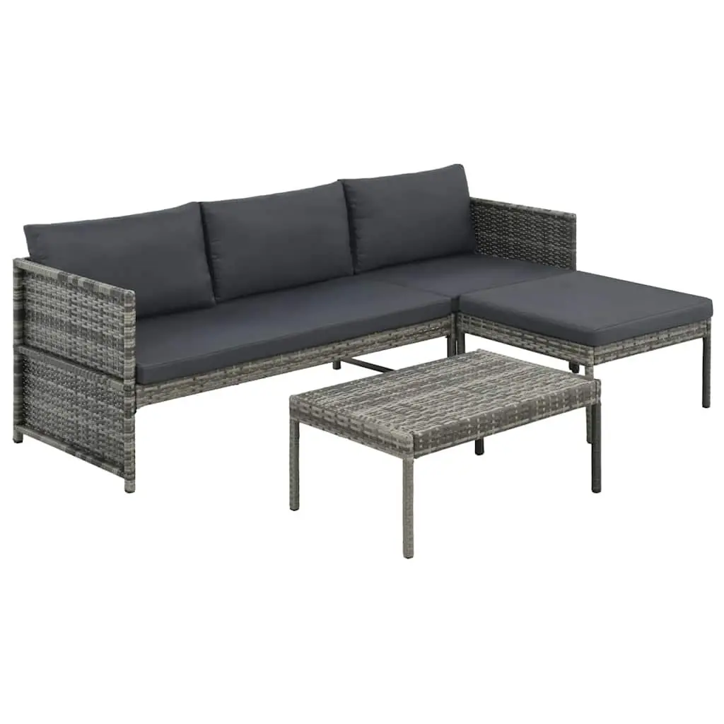 3 Piece Grey Garden Lounge Set