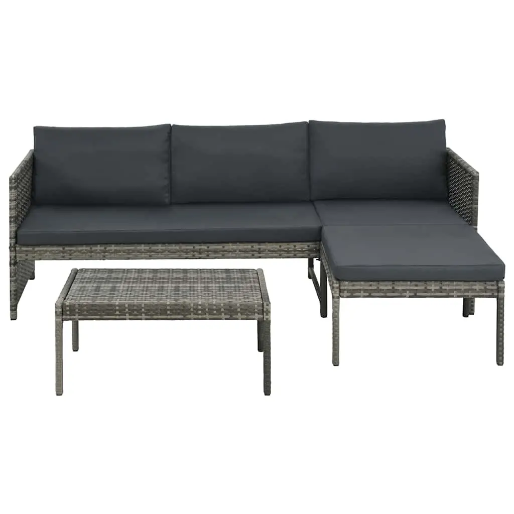 3 Piece Grey Garden Lounge Set