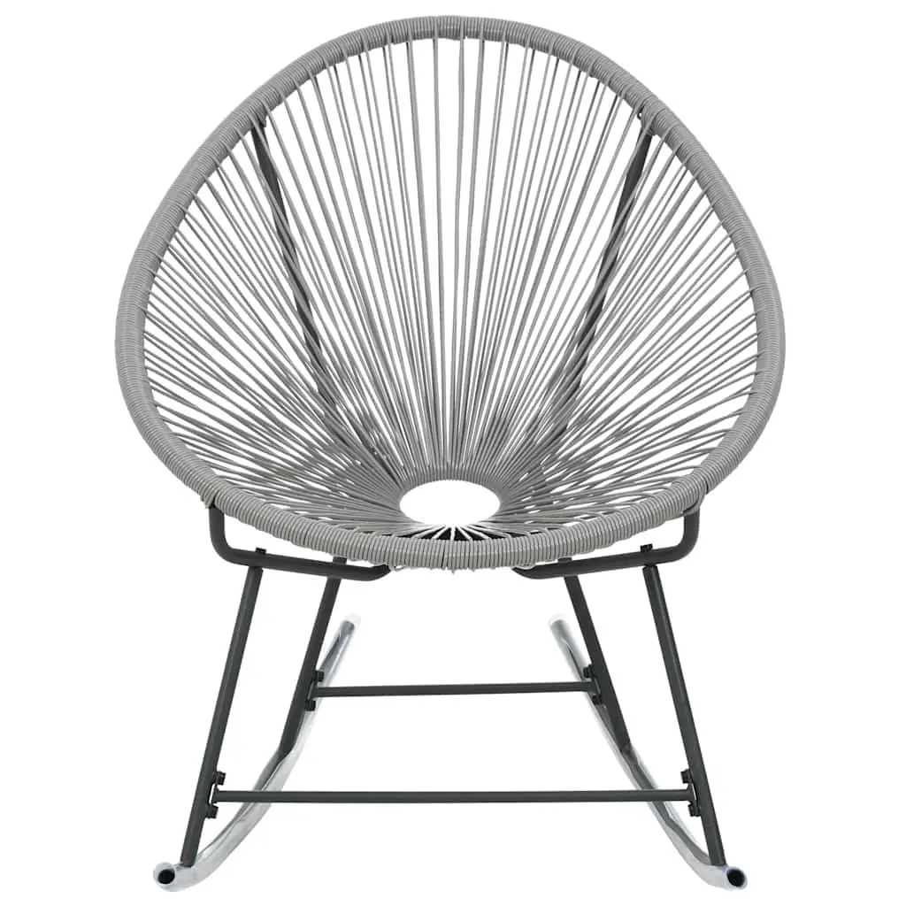 Outdoor Rocking Moon Chair Grey Poly Rattan Garden Patio Furniture