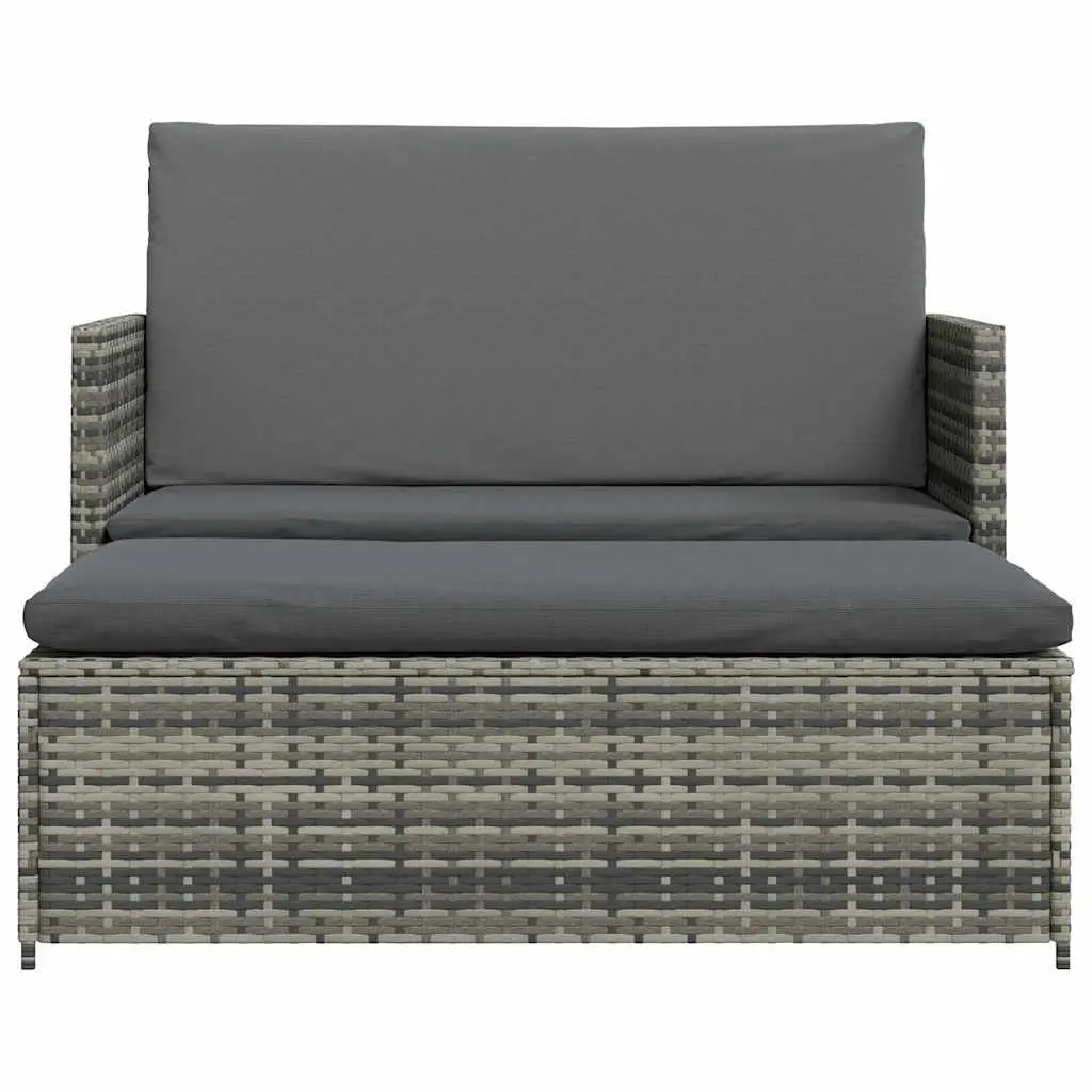 2 Piece Poly Rattan Garden Lounge Sofa Set for Patio Outdoor with Cushions