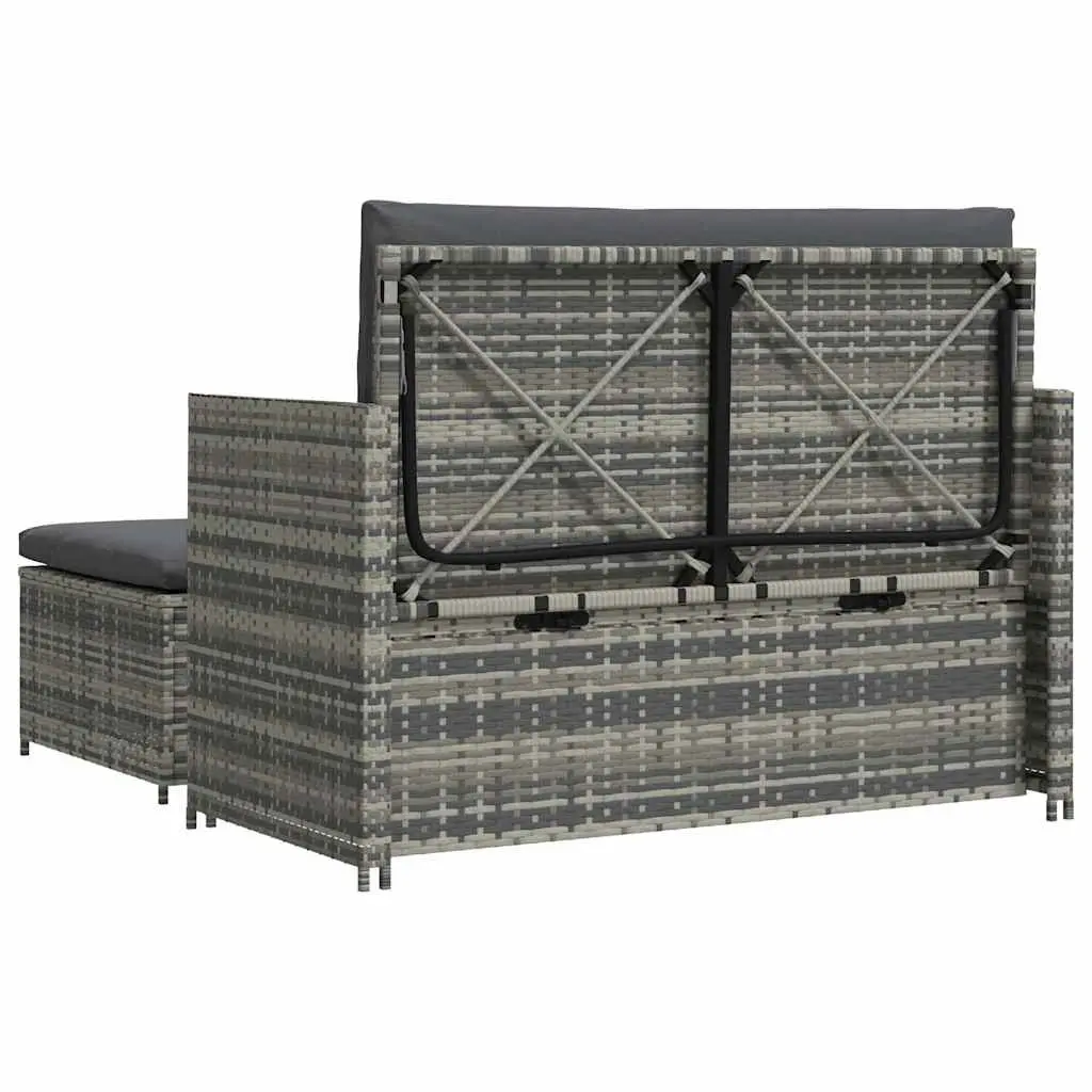 2 Piece Poly Rattan Garden Lounge Sofa Set for Patio Outdoor with Cushions