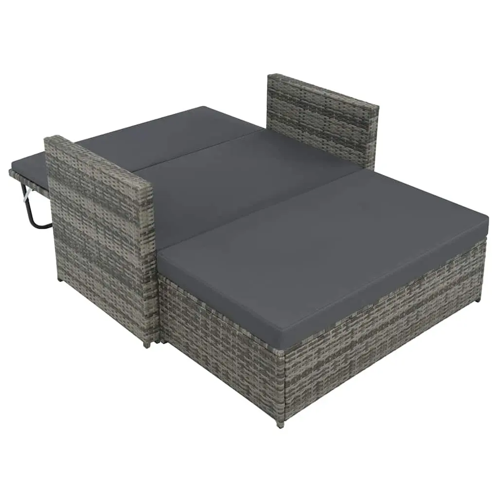 2 Piece Poly Rattan Garden Lounge Sofa Set for Patio Outdoor with Cushions
