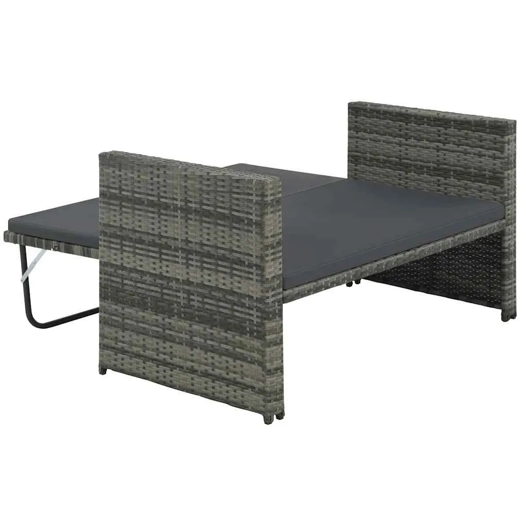 2 Piece Poly Rattan Garden Lounge Sofa Set for Patio Outdoor with Cushions