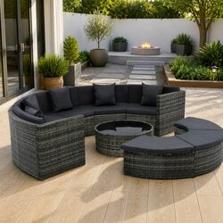 Specifications of 7-Piece Poly Rattan Lounge Sofa Set