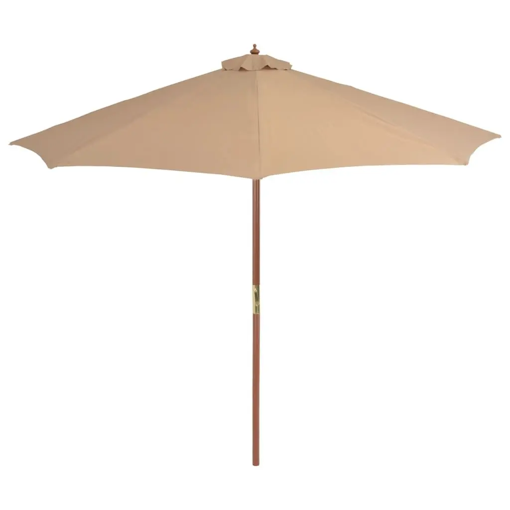 Garden Parasol Outdoor Shade Umbrella 300cm Wooden Pole Taupe Crank Mechanism