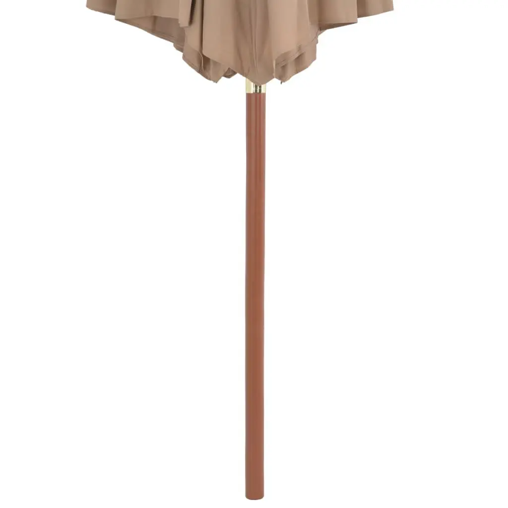 Garden Parasol Outdoor Shade Umbrella 300cm Wooden Pole Taupe Crank Mechanism