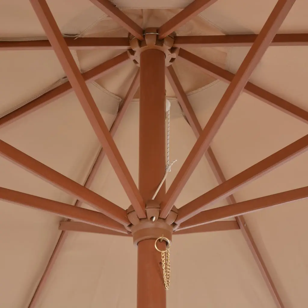 Garden Parasol Outdoor Shade Umbrella 300cm Wooden Pole Taupe Crank Mechanism