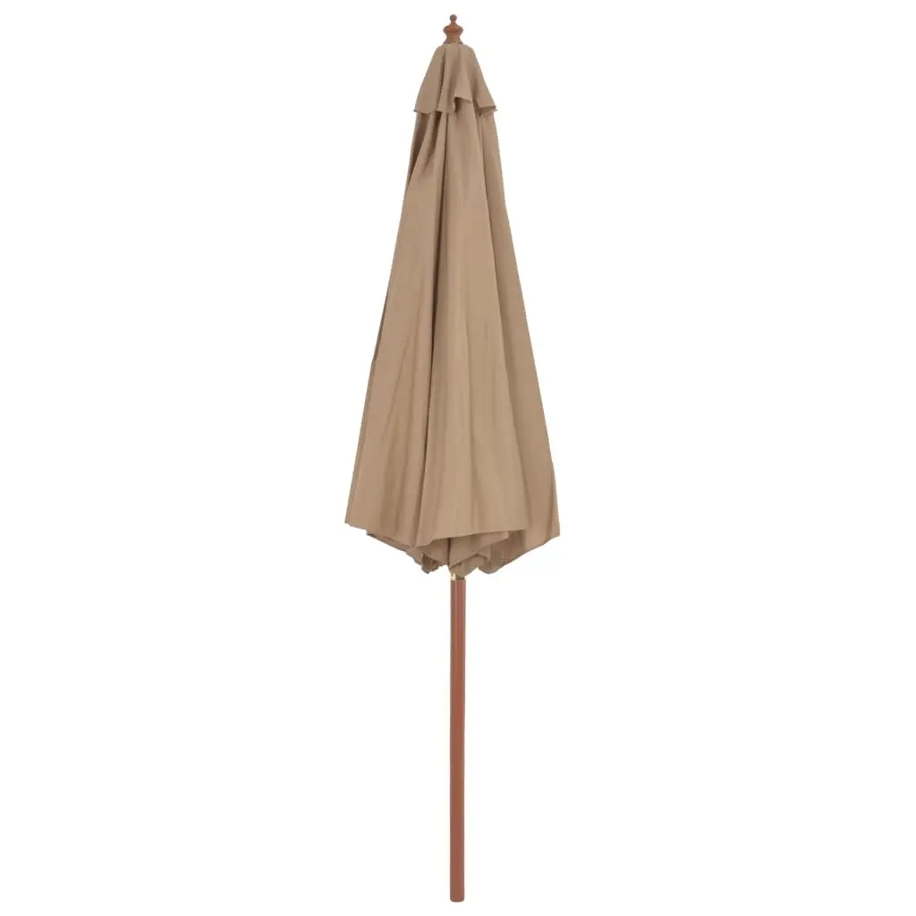 Garden Parasol Outdoor Shade Umbrella 300cm Wooden Pole Taupe Crank Mechanism