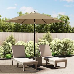 300cm Outdoor Garden Parasol - Steel, Taupe, UV Protection