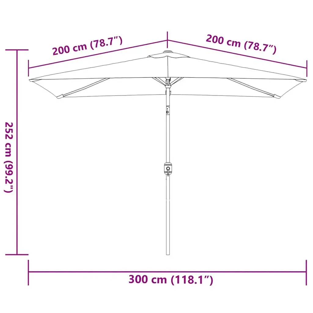 Outdoor Umbrella Shade Garden Parasol 300x200cm Tilt Anthracite